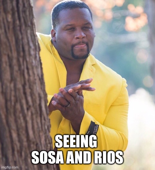 Black guy hiding behind tree | SEEING 
SOSA AND RIOS | image tagged in black guy hiding behind tree,AtlantaUnited | made w/ Imgflip meme maker