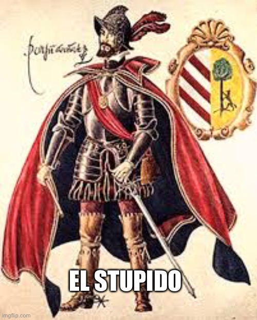 Spanish Conquistador | EL STUPIDO | image tagged in spanish conquistador | made w/ Imgflip meme maker