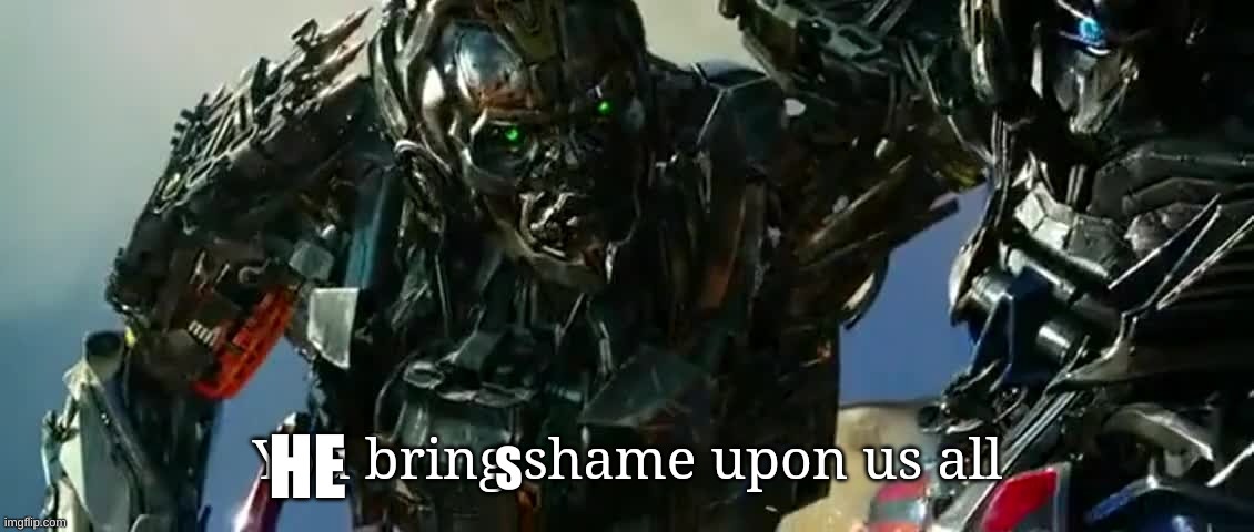 You bring shame upon us all | HE S | image tagged in you bring shame upon us all | made w/ Imgflip meme maker