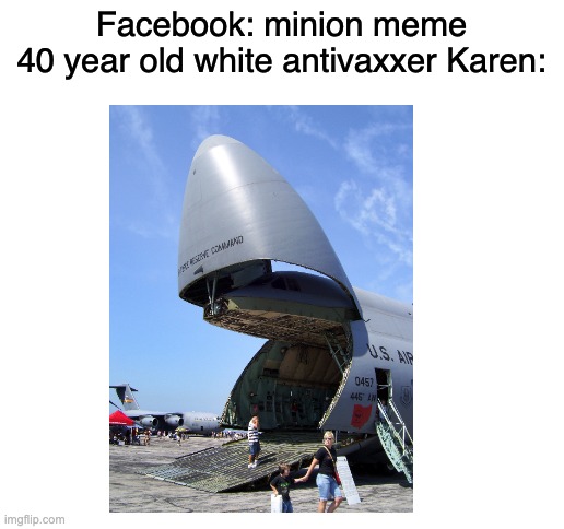 karen be like: | Facebook: minion meme
40 year old white antivaxxer Karen: | image tagged in karen,facebook,minions,lmao,stupid,karens | made w/ Imgflip meme maker