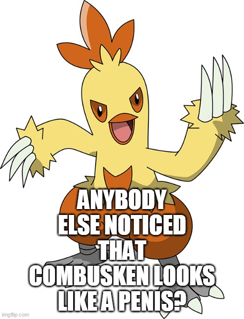 ITS TRUE | ANYBODY ELSE NOTICED THAT COMBUSKEN LOOKS LIKE A PENIS? | image tagged in memes,funny,pokemon | made w/ Imgflip meme maker