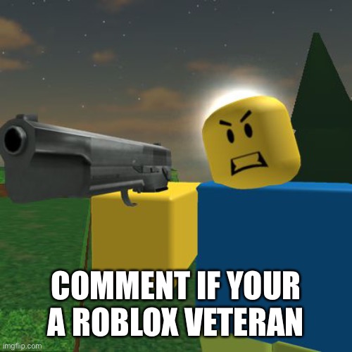 Roblox Noob with a Gun | COMMENT IF YOUR A ROBLOX VETERAN | image tagged in roblox noob with a gun | made w/ Imgflip meme maker