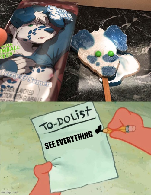 Now i've seen everything. | SEE EVERYTHING | image tagged in to do list,sea salt,furry,ice pops,ice cream | made w/ Imgflip meme maker