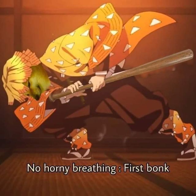 High Quality No horny breathing first bonk Blank Meme Template