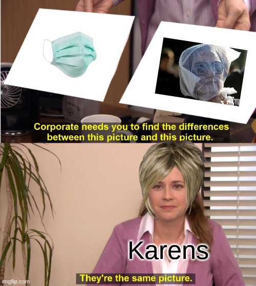 No title just meme | Karens | image tagged in memes,they're the same picture,karens,mask,plastic | made w/ Imgflip meme maker
