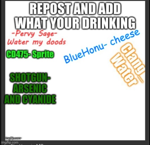 SHOTGUN- ARSENIC AND CYANIDE | image tagged in f | made w/ Imgflip meme maker