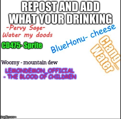 E | LEMONDEMON_OFFICIAL - THE BLOOD OF CHILDREN | image tagged in no tags | made w/ Imgflip meme maker