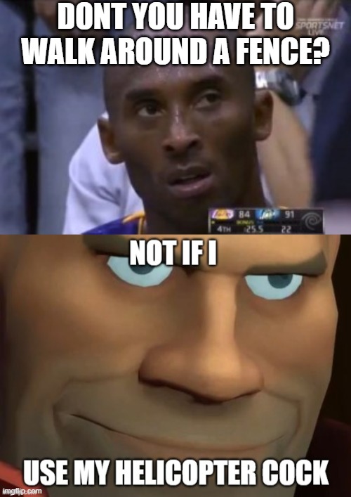 hes true | DONT YOU HAVE TO WALK AROUND A FENCE? | image tagged in memes,questionable strategy kobe | made w/ Imgflip meme maker