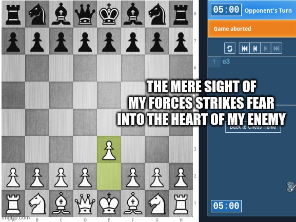 THE MERE SIGHT OF MY FORCES STRIKES FEAR INTO THE HEART OF MY ENEMY | image tagged in chess | made w/ Imgflip meme maker