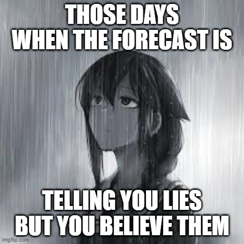 The days when you believe lies | THOSE DAYS WHEN THE FORECAST IS; TELLING YOU LIES BUT YOU BELIEVE THEM | image tagged in forecast | made w/ Imgflip meme maker