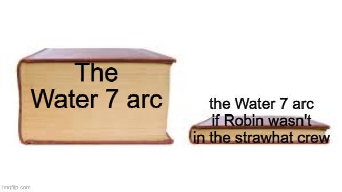 I made this | The Water 7 arc; the Water 7 arc if Robin wasn't in the strawhat crew | image tagged in big book small book,onepiece | made w/ Imgflip meme maker