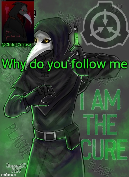 Cause bored  | Why do you follow me | image tagged in child_corpse's 049 template | made w/ Imgflip meme maker