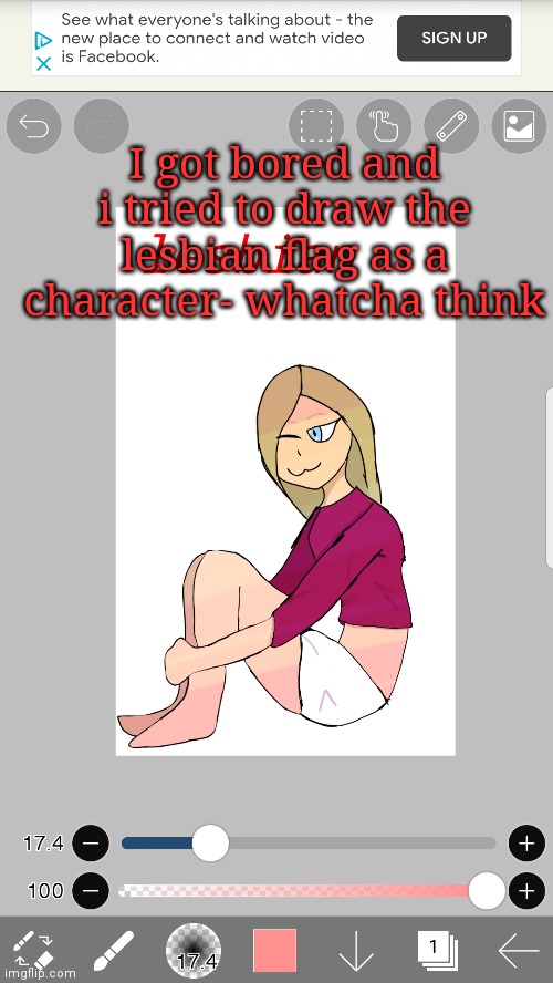 Also im taking flag requests | I got bored and i tried to draw the lesbian flag as a character- whatcha think | made w/ Imgflip meme maker