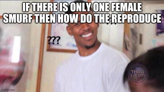 Well i cant erase that image | IF THERE IS ONLY ONE FEMALE SMURF THEN HOW DO THE REPRODUCE | image tagged in black guy confused,smurf,funny | made w/ Imgflip meme maker