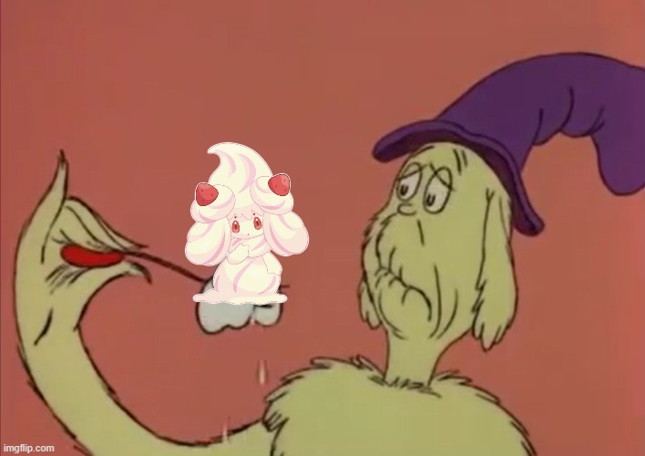 What happens if he eats Alcremie??? | image tagged in pokemon,crossover,green eggs and ham | made w/ Imgflip meme maker