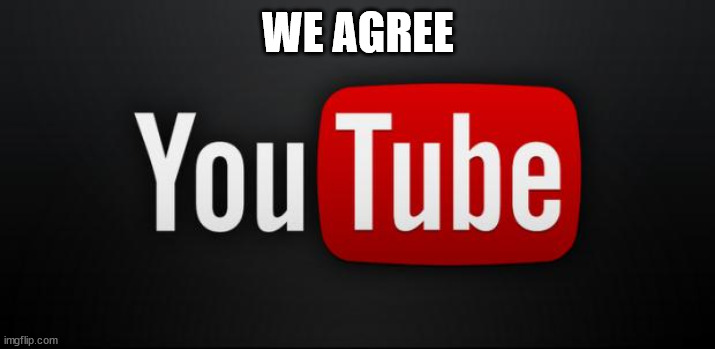 youtube | WE AGREE | image tagged in youtube | made w/ Imgflip meme maker