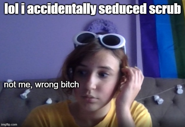 wrong bitch | lol i accidentally seduced scrub | image tagged in wrong bitch | made w/ Imgflip meme maker