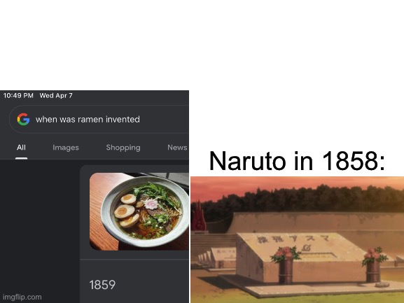 F | Naruto in 1858: | image tagged in blank white template | made w/ Imgflip meme maker
