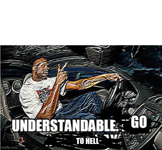 UNDERSTANDABLE, HAVE A GREAT DAY | GO TO HELL | image tagged in understandable have a great day | made w/ Imgflip meme maker