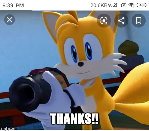 tails | THANKS!! | image tagged in tails | made w/ Imgflip meme maker