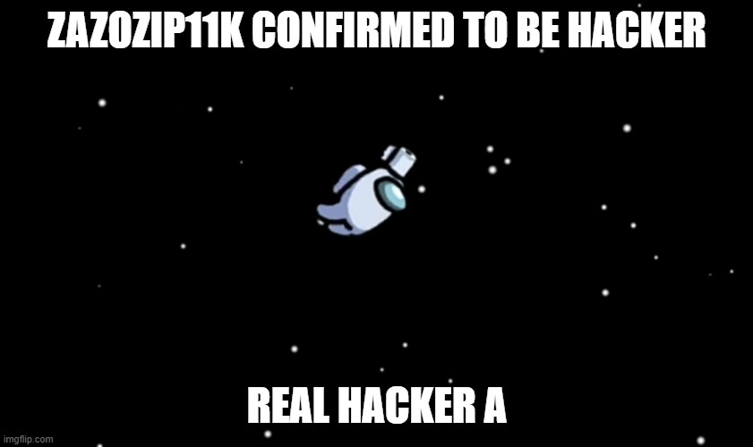 Among Us ejected | ZAZOZIP11K CONFIRMED TO BE HACKER; REAL HACKER A | image tagged in among us ejected | made w/ Imgflip meme maker