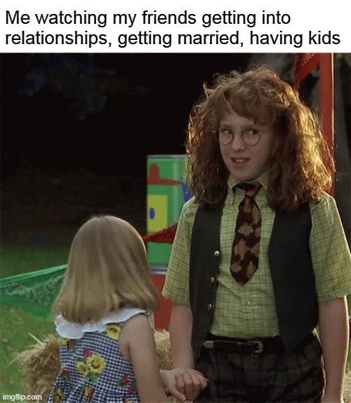 Mallory Pike Staring | Me watching my friends getting into relationships, getting married, having kids | image tagged in mallory pike staring,memes | made w/ Imgflip meme maker