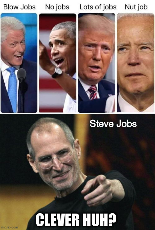 There are many type of jobs | Steve Jobs; CLEVER HUH? | image tagged in memes,steve jobs,jobs | made w/ Imgflip meme maker