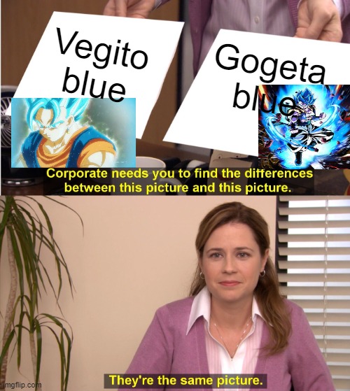 They're The Same Picture Meme | Vegito blue; Gogeta blue | image tagged in memes,they're the same picture | made w/ Imgflip meme maker