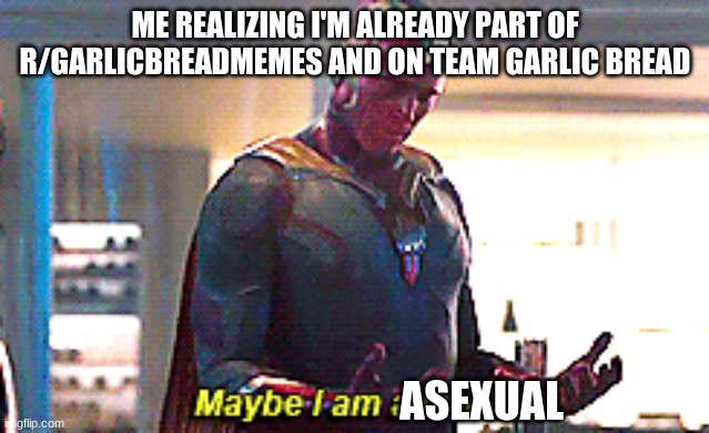 Maybe I am a monster | ME REALIZING I'M ALREADY PART OF R/GARLICBREADMEMES AND ON TEAM GARLIC BREAD; ASEXUAL | image tagged in maybe i am a monster,aaaaaaacccccccce | made w/ Imgflip meme maker