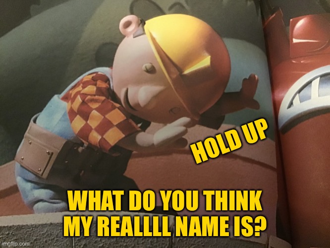 C’mon GUESS PPL | HOLD UP; WHAT DO YOU THINK MY REALLLL NAME IS? | image tagged in hold up bob,plz,lolllll,name,irl | made w/ Imgflip meme maker