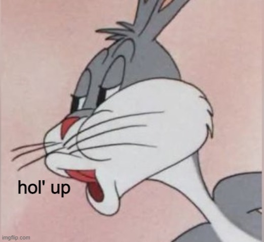 Buggs bunny No | hol' up | image tagged in buggs bunny no | made w/ Imgflip meme maker