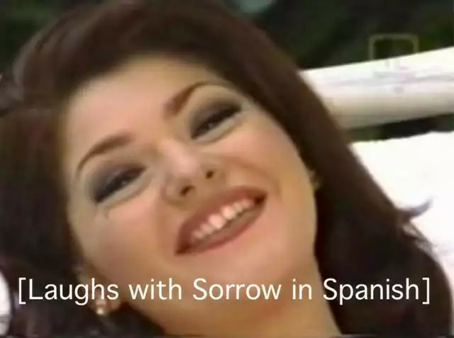 Soraya Laughs with sorrow in Spanish Blank Meme Template