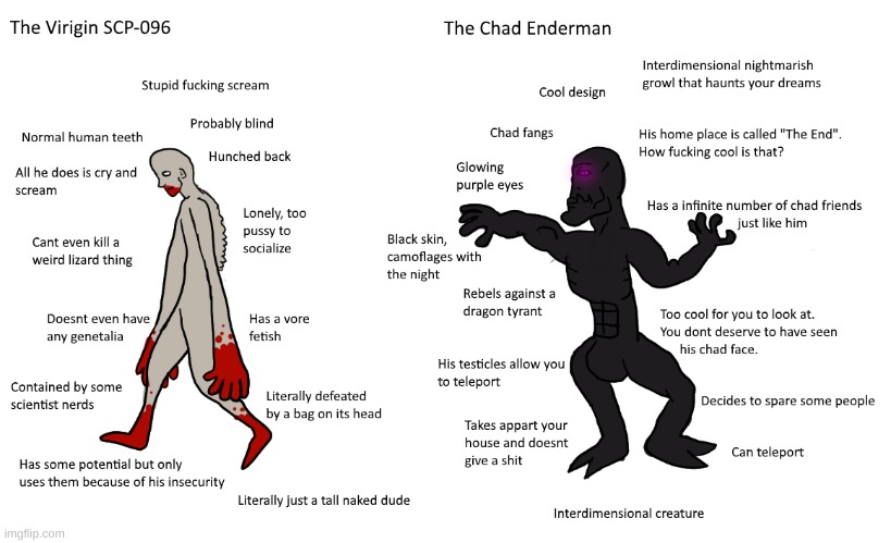 lmao | image tagged in memes,scp,minecraft,virgin vs chad | made w/ Imgflip meme maker