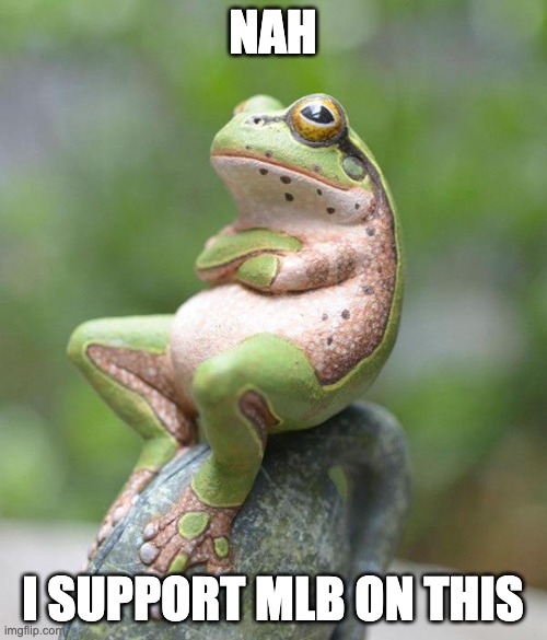 nah frog | NAH I SUPPORT MLB ON THIS | image tagged in nah frog | made w/ Imgflip meme maker