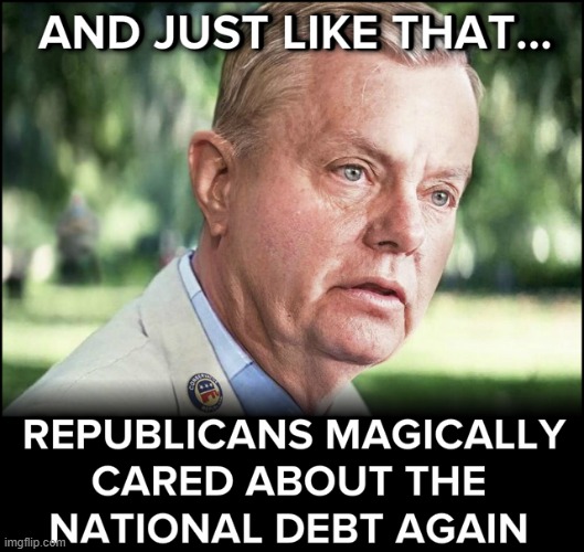 well that didn't take long | image tagged in repost,debt,national debt,gop hypocrite,conservative hypocrisy,lindsey graham | made w/ Imgflip meme maker