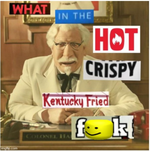 What in the hot crispy kentucky fried frick (censored) | image tagged in what in the hot crispy kentucky fried frick censored | made w/ Imgflip meme maker