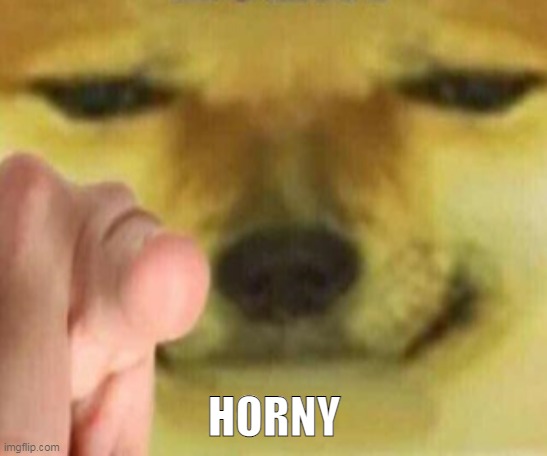Cheems Pointing At You | HORNY | image tagged in cheems pointing at you | made w/ Imgflip meme maker