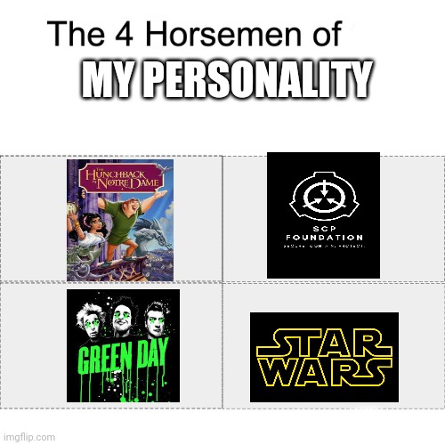 Yes | MY PERSONALITY | image tagged in four horsemen | made w/ Imgflip meme maker