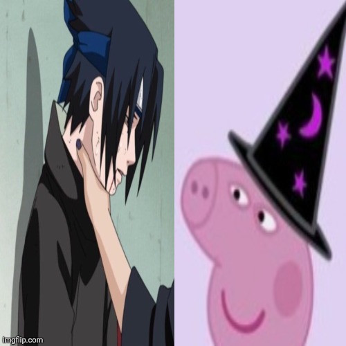 You are doomed sasuke | image tagged in sasuke,peppa pig,memes | made w/ Imgflip meme maker