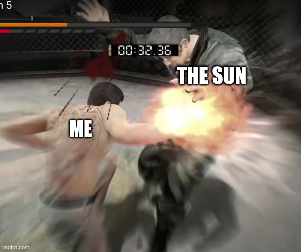 THE SUN; ME | image tagged in die | made w/ Imgflip meme maker