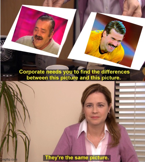 that moustache is an abomination | image tagged in memes,they're the same picture | made w/ Imgflip meme maker