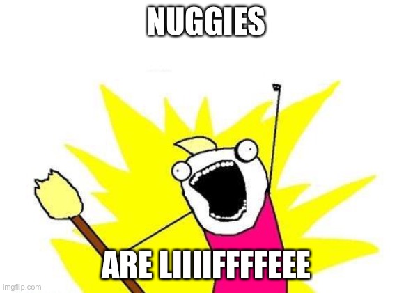 Nuggie | NUGGIES; ARE LIIIIFFFFEEE | image tagged in memes,x all the y | made w/ Imgflip meme maker