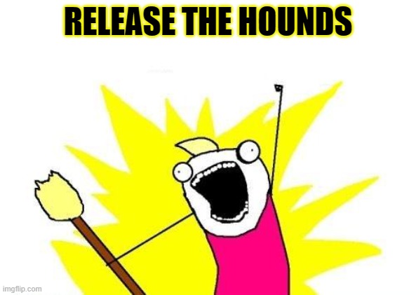 Who let the dogs out? | RELEASE THE HOUNDS | image tagged in memes,x all the y | made w/ Imgflip meme maker