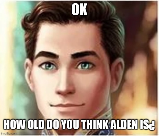 OK; HOW OLD DO YOU THINK ALDEN IS¿ | image tagged in o | made w/ Imgflip meme maker