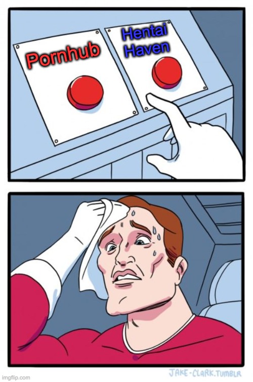 Pornhub or Hentai Haven | Hentai
Haven; Pornhub | image tagged in memes,two buttons | made w/ Imgflip meme maker