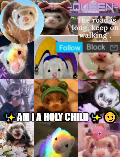 ✨Being holy go brrr✨ | ✨AM I A HOLY CHILD✨😏 | image tagged in 2nd ferret temp- | made w/ Imgflip meme maker