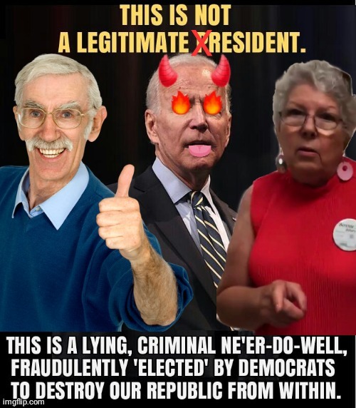Illegitimate Devil Joe | image tagged in creepy joe biden | made w/ Imgflip meme maker