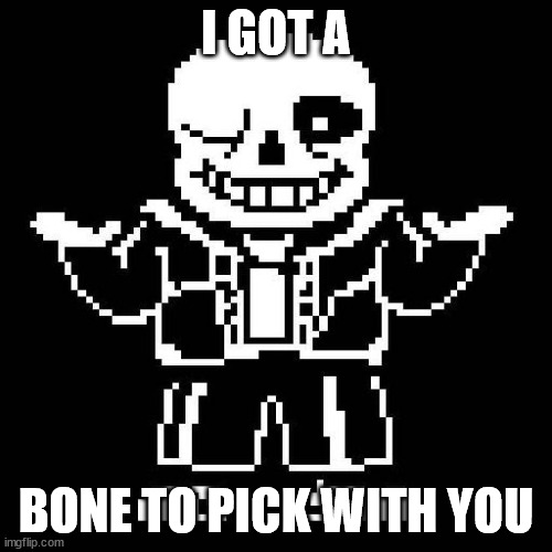 sans undertale | I GOT A; BONE TO PICK WITH YOU | image tagged in sans undertale | made w/ Imgflip meme maker