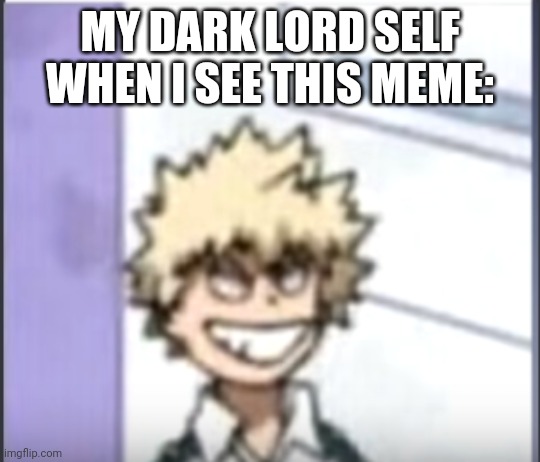 MY DARK LORD SELF WHEN I SEE THIS MEME: | image tagged in bakugo sero smile | made w/ Imgflip meme maker