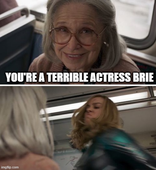 Eh, Debatable | YOU'RE A TERRIBLE ACTRESS BRIE | image tagged in captain marvel | made w/ Imgflip meme maker